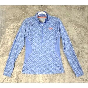 Under Armour HeatGear Womens Medium Blue Pattern 1/4 Zip Athletic Pullover Fit
